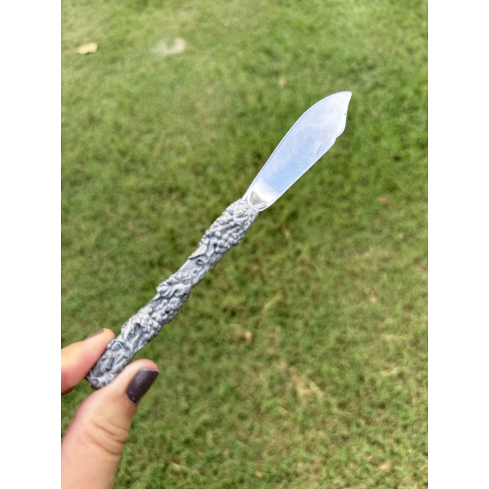Vintage Seagull Pewter Nova Scotia Canada Cheese Knife Grapevine Design Signed